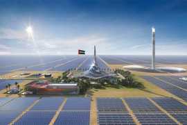 迪拜超级工程222米集热塔封顶